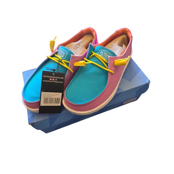 Hey Dude Wendy Color Block Slub Canvas Shoes 6 Womens Comfort Light Weight NIB - Picture 1 of 4